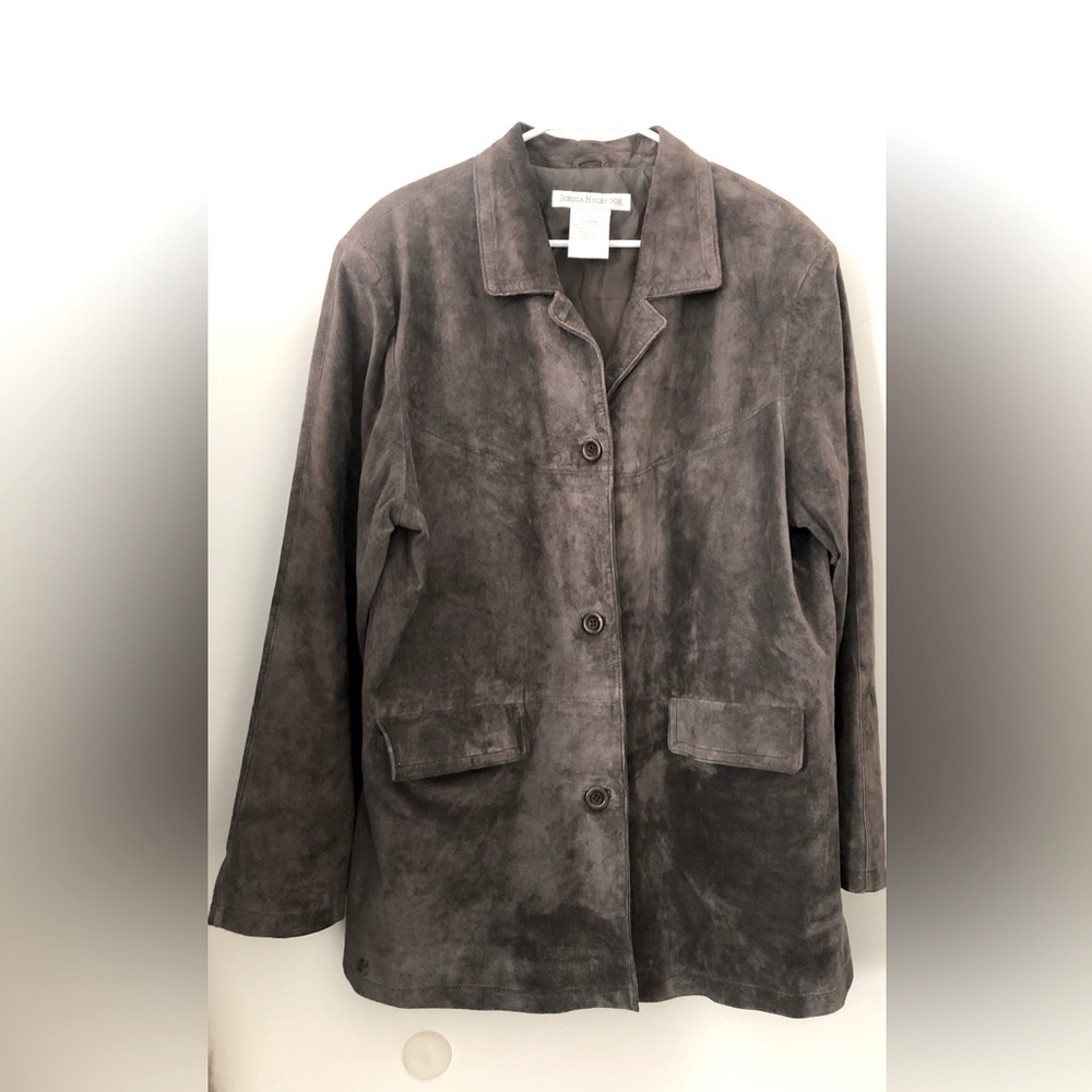 Suede shirt jacket, brown, EUC